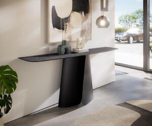 DELIFE Konzolasztal Edge hajóformájú 180x40 cm Laminam® Nero Greco antracit Livos fekete fém