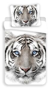 Fehér-szürke egyszemélyes pamut gyerek ágyneműhuzat 140x200 cm White Tiger – Jerry Fabrics