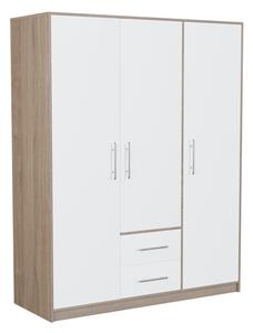 Gardróbszekrény Cavmero 102, Laminált forgácslap, 190x150x56cm, Sonoma tölgy, Fehér