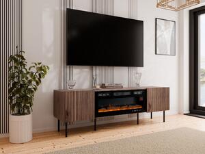 TV-állvány Fama II, Laminált forgácslap, Közepes sűrűségű farostlemez, 58x181x42cm, Dió, Fekete