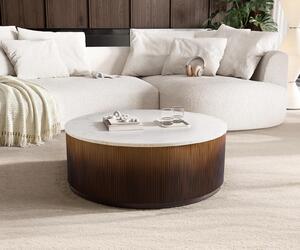 DELIFE Dohányzóasztal Fiorano 90x90 cm márvány fehér fém arany Fusion Finish