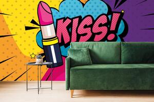Tapéta pop art rúzs - KISS!