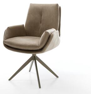 DELIFE Étkezőszék Clea-Flex mikroszálas bézs vintage kereszt láb széles titán színű 360° forgatható billenő funkció