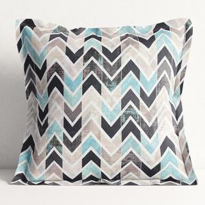 Goldea vintage dekoratív párnahuzat, dekoratív szegéllyel - zig-zag mintás - türkiz 60 x 60 cm