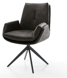 DELIFE Étkezőszék Clea-Flex mikroszálas antracit vintage kereszt láb széles fekete 360° forgatható billenő