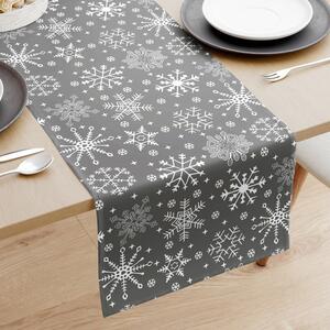 Goldea karácsonyi pamut asztali futó - hópihék szürke alapon 35x140 cm