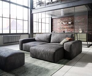 DELIFE Sarokkanapé Lanzo 230x155 cm bőr imitáció vintage antracit variálható rekamié puffal