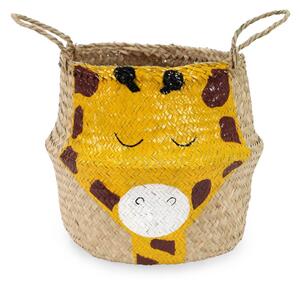 Sárga-natúr színű tengerifű játéktároló kosár ø 30x28 cm Giraffe – Compactor