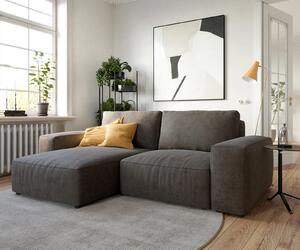 DELIFE Sarokkanapé Lanzo 230x155 cm mikroszálas khaki-barna rekamié változtatható