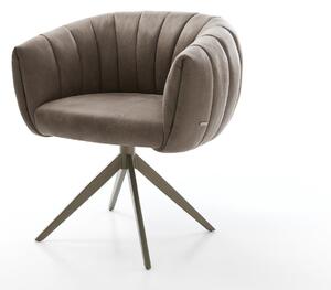 DELIFE Étkezőszék Jada-Flex mikroszálas taupe vintage kereszt láb széles titán színű 360° forgatható billenő zsákrugós matrac