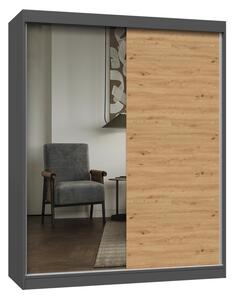 Aldabra IGA 160 A/B tolóajtós gardróbszekrény 120x61x200, 1 tükörrel / sima, antracit- tölgy