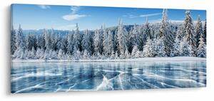 Kép a befagyott tóról és a havas fákról (120x50 cm)