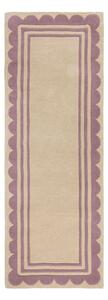 Lila-natúr színű kézi szövésű gyapjú futószőnyeg 80x230 cm Lois Scallop – Flair Rugs