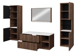 Fürdőszoba szett Kiago III (warmia dió + fehér márvány) (csaptelep nélkül, szifonnal, mosdó nélkül)