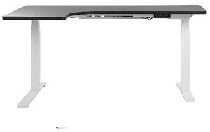 Elektromosan Állítható Magasságú L-alakú Bal Oldali Fekete és Fehér Íróasztal 160 x 110 cm DESTIN II