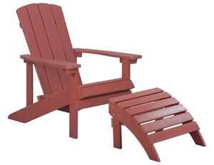 Piros kerti szék lábtartóval ADIRONDACK