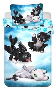 Kék pamut gyerek ágyneműhuzat babaágyhoz 100x135 cm How to Train Your Dragon "Babies" – Jerry Fabrics