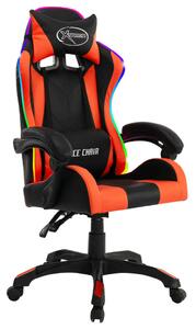 VidaXL narancssárga és fekete műbőr Gamer szék RGB LED-világítással