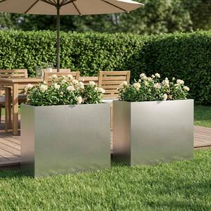VidaXL Kerti cserép 2 db Ezüst 50 x 20 x 40 cm Rozsdamentes Acél