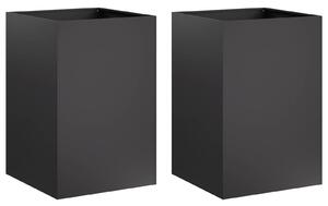 VidaXL Kerti cserép 2 db Fekete 50 x 50 x 75 cm Hidegen hengerelt acél