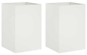 VidaXL Kerti cserép 2 db Fehér 50 x 50 x 75 cm Hidegen hengerelt acél