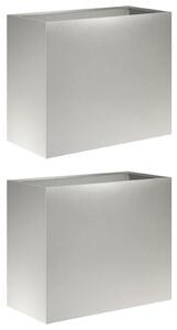 VidaXL Kerti cserép 2 db Ezüst 60 x 30 x 50 cm Rozsdamentes Acél