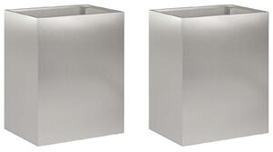 VidaXL Kerti cserép 2 db Ezüst 40 x 30 x 40 cm Rozsdamentes Acél