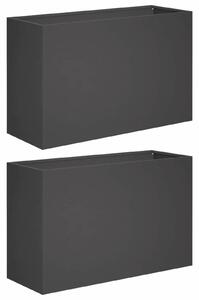 VidaXL Kerti cserép 2 db Fekete 80 x 30 x 50 cm Hidegen hengerelt acél