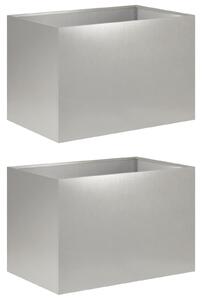 VidaXL Kerti cserép 2 db Ezüst 50 x 40 x 40 cm Rozsdamentes Acél