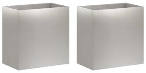 VidaXL Kerti cserép 2 db Ezüst 50 x 30 x 40 cm Rozsdamentes Acél
