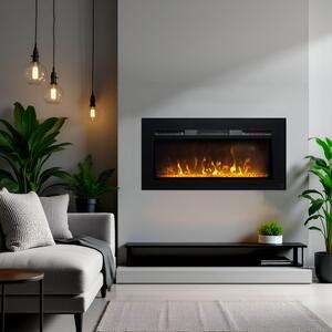 Élethű elektromos kandalló ElectricSun Paula GLASS XS, fekete, falra szerelhető, szabadon álló vagy beépíthető kivitelezéssel, hanghatással, 10 szín