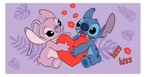 Lila pamut gyerek fürdőlepedő 70x140 cm Lilo and Stitch "Kiss" – Jerry Fabrics