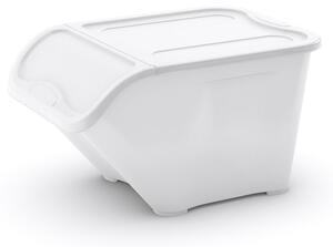 Fehér fedeles műanyag tárolódoboz 55x39x32 cm All In Box – KIS