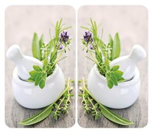 Edzett üveg tűzhely fedőlap szett 2 db-os 30x52 cm Herb – Wenko
