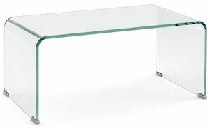 HOMCOM edzett üveg dohányzóasztal, modern monoblokk modell védőlábbal, 80 x 45 x 35 cm, átlátszó