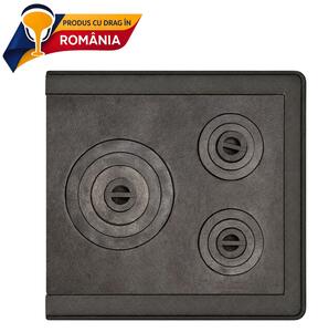 KÖZÉPSŐ ÖNTÖTTVAS FŐZŐLAP 3 LÁNGGAL (NYÍLÁSSAL) + KERET 645 x 625 mm