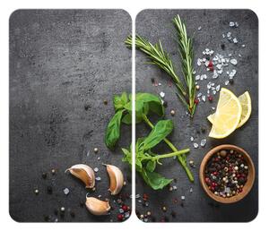 Szürke edzett üveg tűzhely fedőlap szett 2 db-os Universal Herbs – Wenko