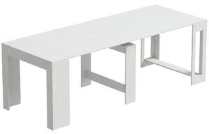 HOMCOM Kihúzható asztal, konzollá alakítható, 10 fő részére, forgácslap, acél, 240 x 90 x 78 cm, fehér