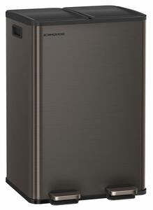 SONGMICS Szemetes 2x30L, 2 rekeszes, soft-close fedéllel és belső vödrökkel, acél, sötétszürke
