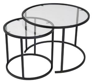 Hanah Home Dohányzóasztal szett Fekete Fekete-Átlátszó-60-42