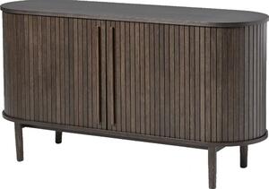 Barna komód tolóajtóval, tölgyfa dekorral 140x76x45 cm Meta – Unique Furniture