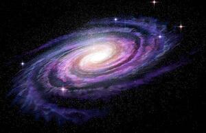 Fotográfia Spiral Galaxy in deep spcae, 3D illustration, alex-mit, (40 x 26.7 cm)