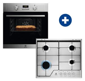 Electrolux EOF3H00BX Beépíthető sütő + Electrolux KGS6424SX Beépíthető gáz főzőlap