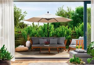 SUNVI összecsukható kerti napernyő 300 cm, bézs + ingyenes csomagolás