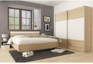 Hálószoba (ágy 180x200 cm, 2 db. éjjeliszekrény, szekrény) Gabreola (szonoma tölgy + fehér). 1075406