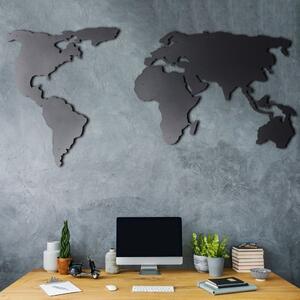 Fém fali dekoráció, világtérkép, fekete - LE MONDE