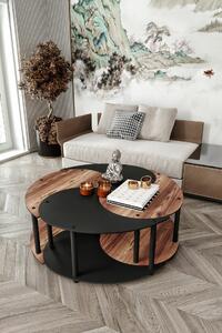 Hanah Home Dohányzóasztal Szett Diófa Fekete Yi Yang4L 70 - Diófa, Fekete