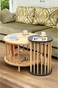 Hanah Home Dohányzóasztal Szett Sapphire Oak Anthracite Peka-Set108 - Sapphire Oak, Anthracite