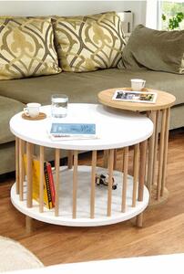 Hanah Home Dohányzóasztal Szett Fehér Zafír Tölgy Peka-Set108 - Fehér, Zafír Tölgy