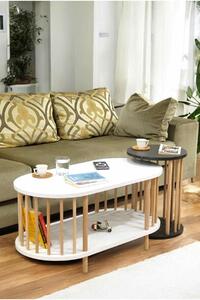 Hanah Home Dohányzóasztal Szett Fehér Antracit Peka111-125 - Fehér, Antracit